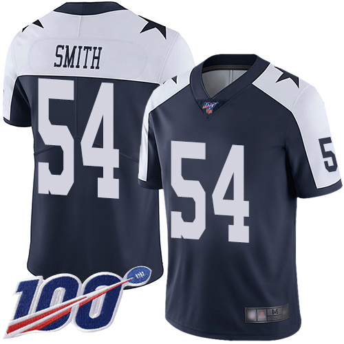Men Dallas Cowboys Limited Navy Blue Jaylon Smith Alternate #54 100th Season Vapor Untouchable Throwback NFL Jersey->women nfl jersey->Women Jersey